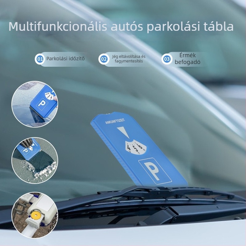 Műanyagból készült autóparkoló tábla jégkaparó funkcióval, hordozható — Modell Ad-04305, logónyomtatás elérhető, engedélyezett magánmárka