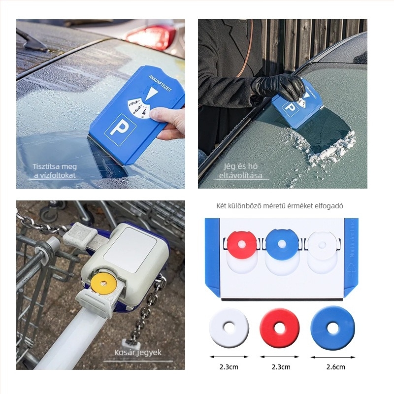 Műanyagból készült autóparkoló tábla jégkaparó funkcióval, hordozható — Modell Ad-04305, logónyomtatás elérhető, engedélyezett magánmárka