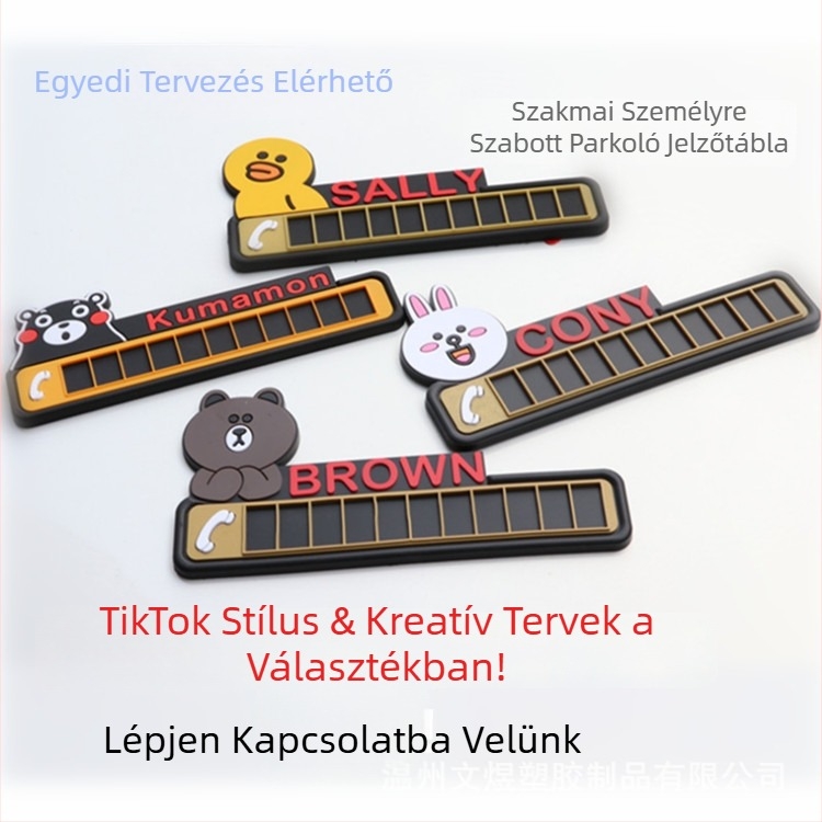 Mozgó parkolótábla, PVC puha gumi, testreszabható, logónyomtatás elérhető, rajzfilm stílus