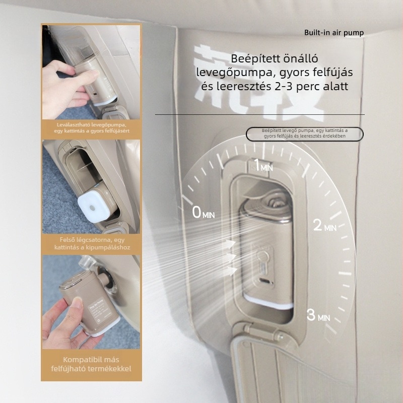 Autó hátsó ülésekre tervezett felfújható ágy — elektromos felfújás, Harumoto kompatibilis, üzleti autókhoz