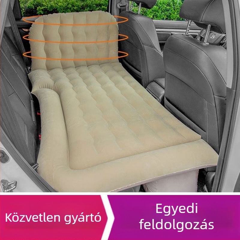 BY-808 Autós utazó felfújható ágy: 2 az 1-ben, PVC flocking felület, kézi felfújás, teherbírás 500 kg