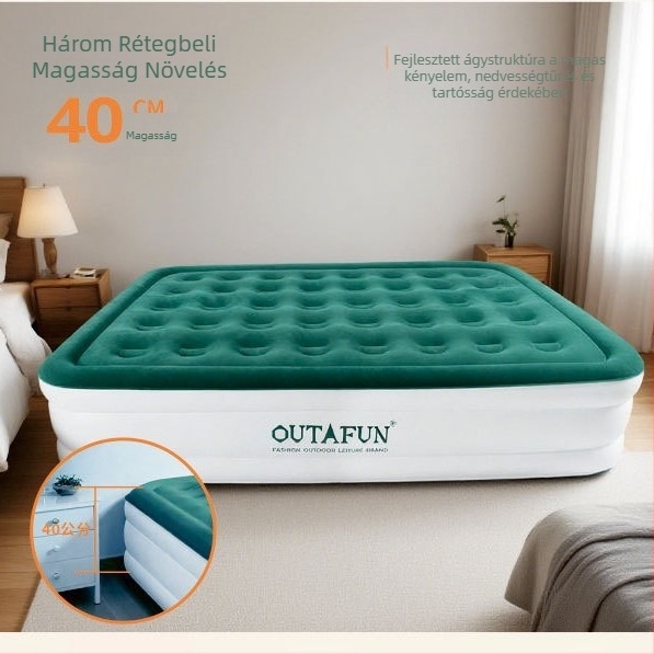 Outafun automatikus önfújású felfújható ágy kempingezéshez – hordozható összecsukható, flockos felület, 8,4 kg, max terhelés 400 kg