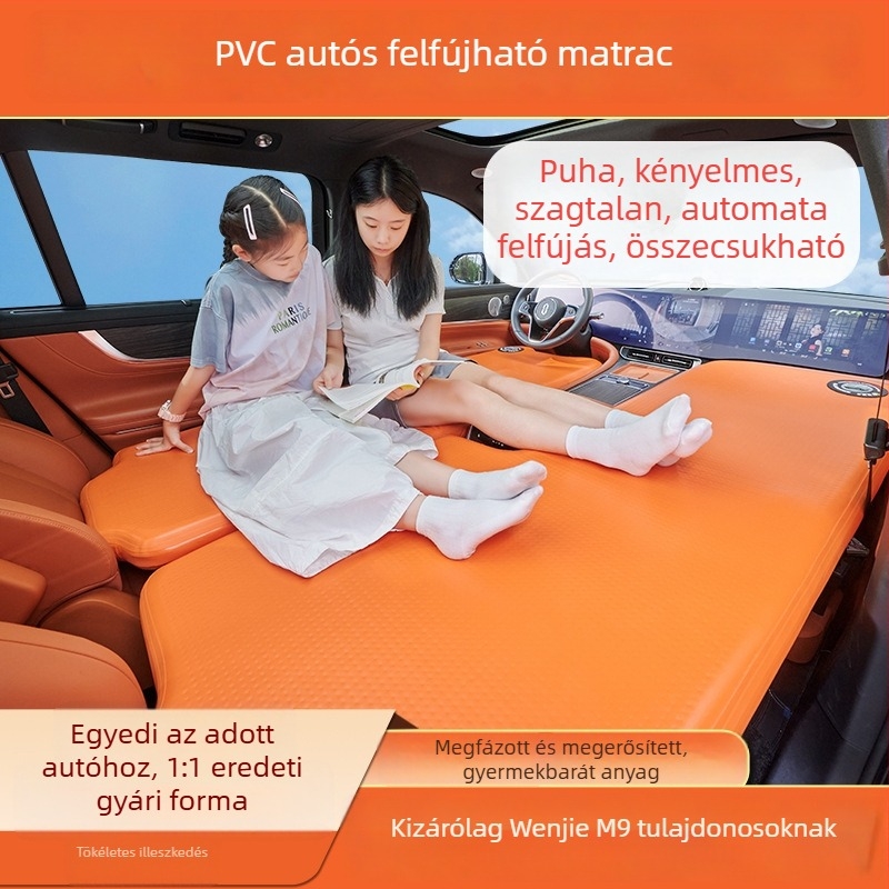 Felfújható SUV hátsó ülése matrac kempingezéshez — PVC anyag; vízálló és kopásálló; automatikus felfúvás külső pumpával; univerzális illeszkedés; maximális teher 500 kg