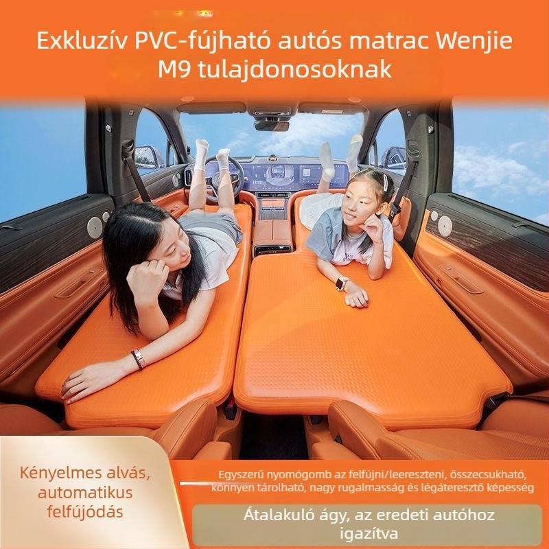 Felfújható SUV hátsó ülése matrac kempingezéshez — PVC anyag; vízálló és kopásálló; automatikus felfúvás külső pumpával; univerzális illeszkedés; maximális teher 500 kg