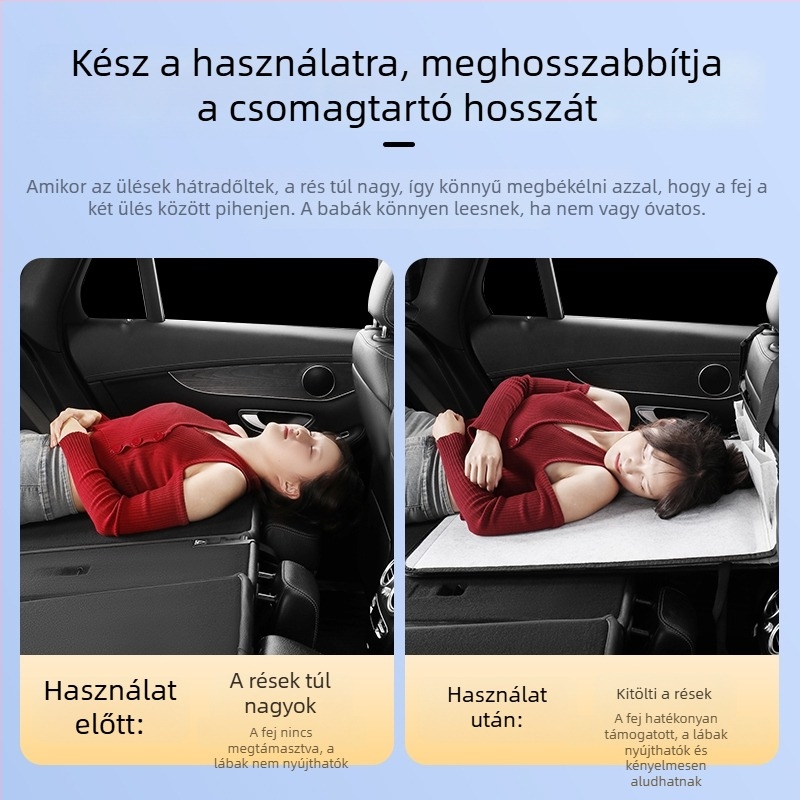 SUV hátsó üléseihez illeszkedő kinyúló alvópárna — pihenés az autóban, modell 1LB, felfújás nélkül, maximális teher 100