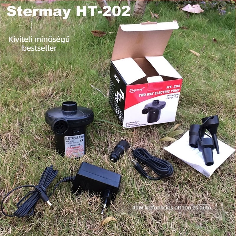 Elektronikus lépumpa levegő matracokhoz és medencékhez – három az egyben inflátor két vagy több hengerrel, 220W, riasztó fény, analóg kijelző, testreszabható feldolgozás