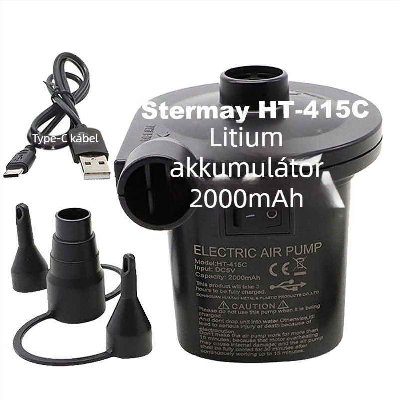 Elektronikus lépumpa levegő matracokhoz és medencékhez – három az egyben inflátor két vagy több hengerrel, 220W, riasztó fény, analóg kijelző, testreszabható feldolgozás