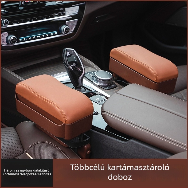 Bőr autóülés kartámasz tároló doboz, univerzális kompatibilitás, modell Seat armrest box pad, tömeg 1 kg