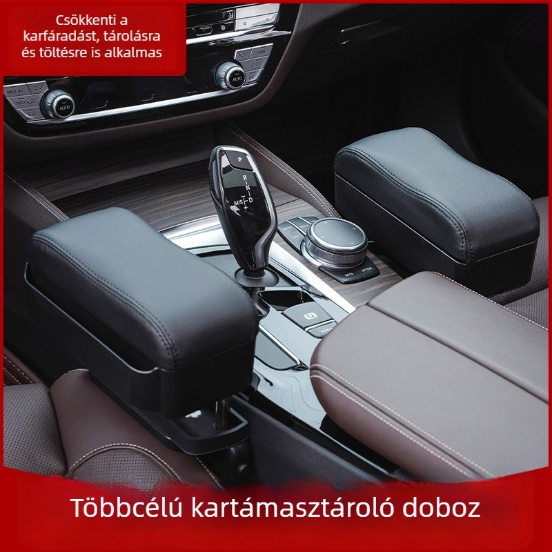 Bőr autóülés kartámasz tároló doboz, univerzális kompatibilitás, modell Seat armrest box pad, tömeg 1 kg