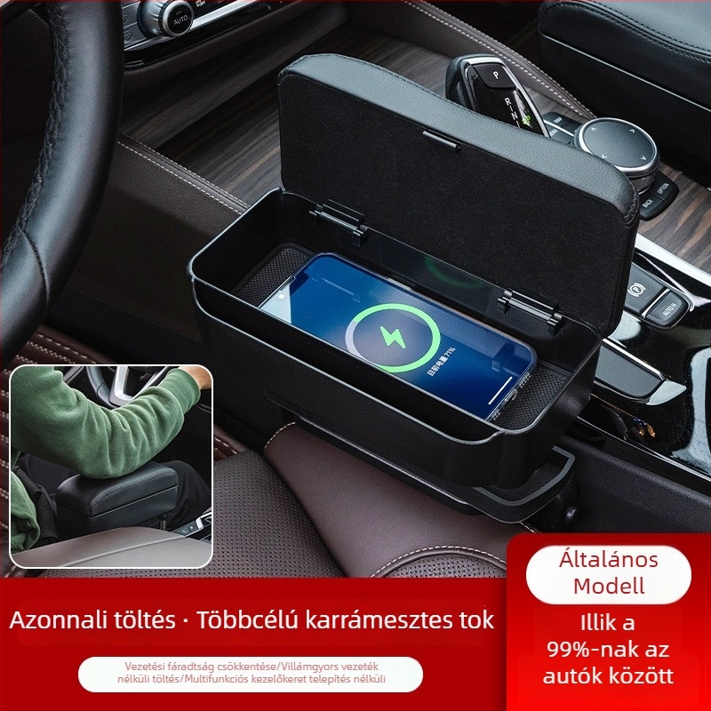 Bőr autóülés kartámasz tároló doboz, univerzális kompatibilitás, modell Seat armrest box pad, tömeg 1 kg