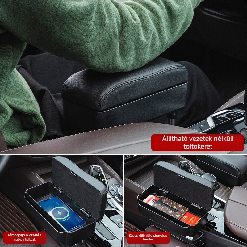 Bőr autóülés kartámasz tároló doboz, univerzális kompatibilitás, modell Seat armrest box pad, tömeg 1 kg