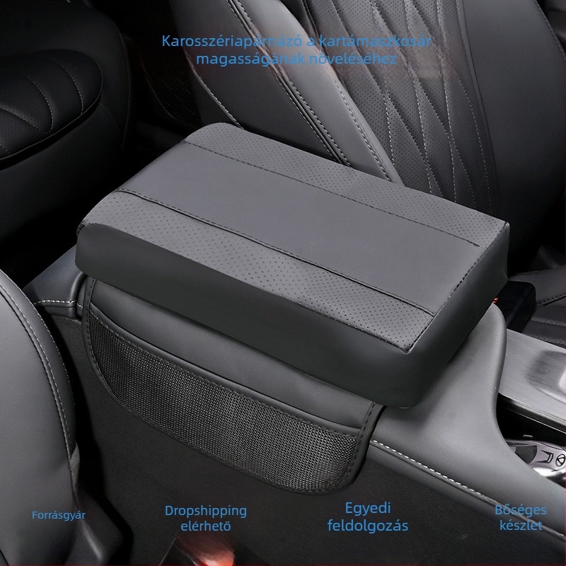 Bőr autókarfa memóriahabos emelő párnával és tároló táskával, patchwork stílus, univerzális