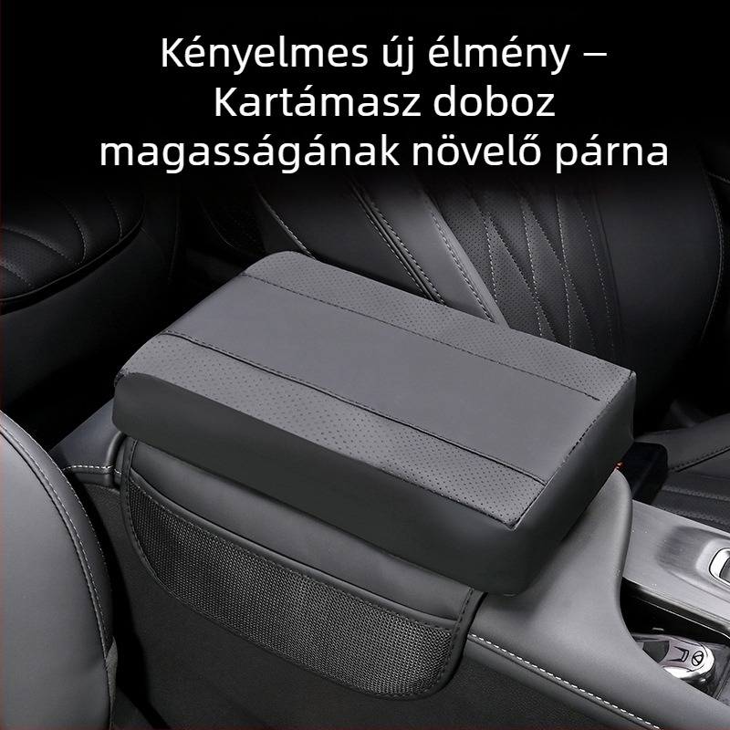 Bőr autókarfa memóriahabos emelő párnával és tároló táskával, patchwork stílus, univerzális