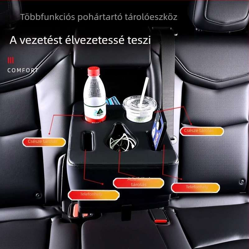 Autó hátsó középső kartámasz tároló doboz — bőr, univerzális kompatibilitás, modell Rear Center Cushion 001, testreszabható