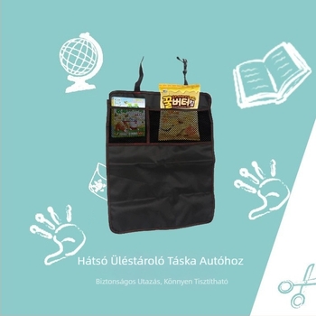 Autó hátsó üléshez készült ütésvédő matrac 2-in-1 tárolózsebbel, univerzális hátoldali védelem, AUTOFIELD, Hua Yao anyag, testreszabás elérhető