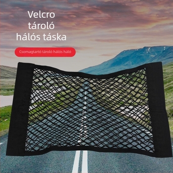 Autócsomagtartó tároló táska Velcro hálóval, dupla rétegű, poliészter, függő kivitel, vízálló, fogantyú