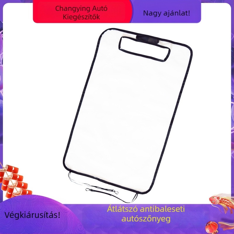 Long Win PVC autóülés hátsó védőmat, átlátszó, csúszásmentes, vízálló, logóval