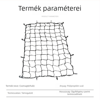 180x120 Autócsomagtartó háló, gumírozott elasztikus a teher rögzítésére