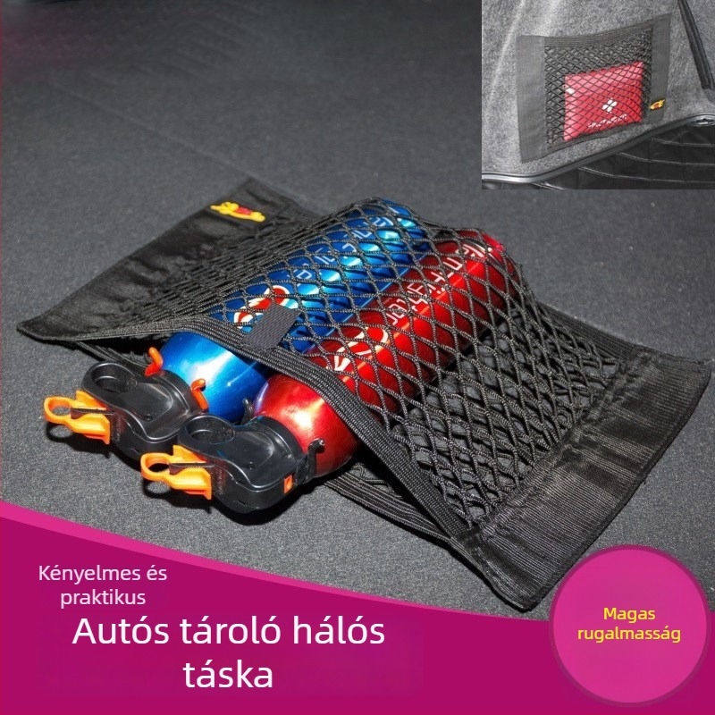 Velcro dupla rétegű ülés hátuljára tároló háló autóhoz – poliészter, univerzális illeszkedés, testreszabható