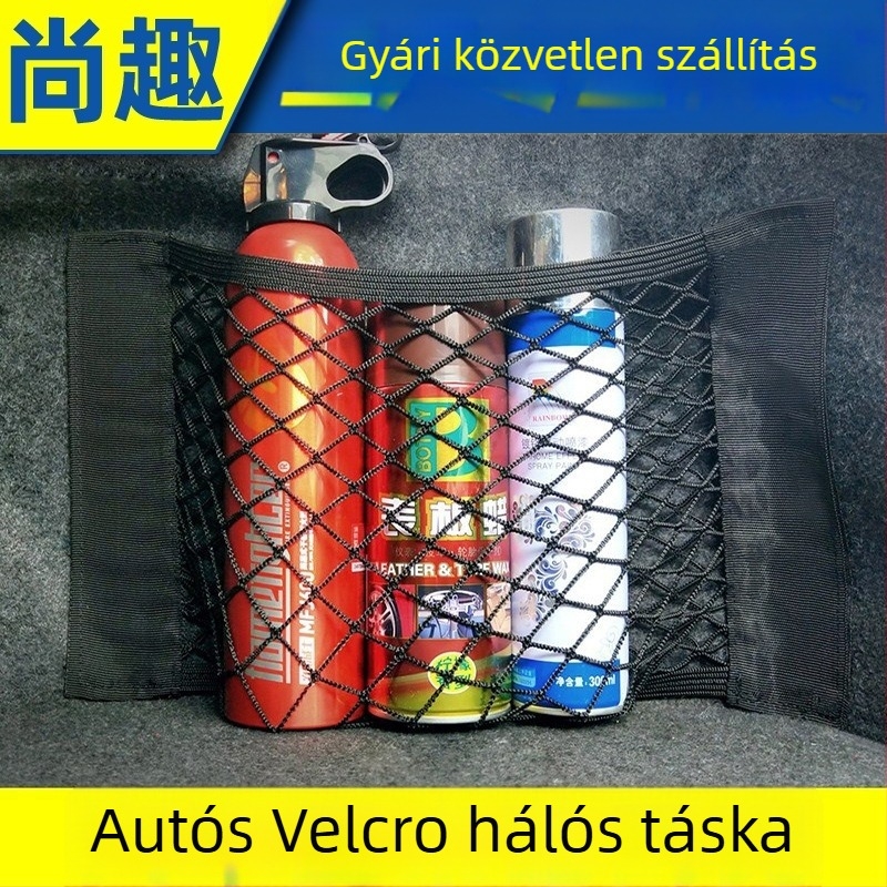 Velcro dupla rétegű ülés hátuljára tároló háló autóhoz – poliészter, univerzális illeszkedés, testreszabható