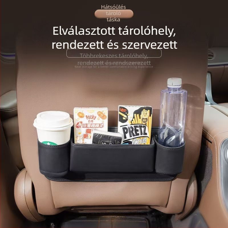 Bőr autóülés hátsó tároló szervező - univerzális akasztós tároló doboz, nyomásálló
