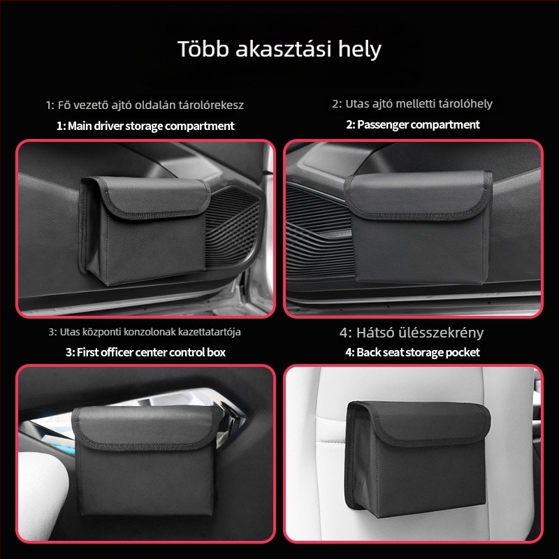 Autó belső bőr tároló doboz az ajtóhoz, felakasztható, összecsukható szemetes — testre szabható, logónyomtatás