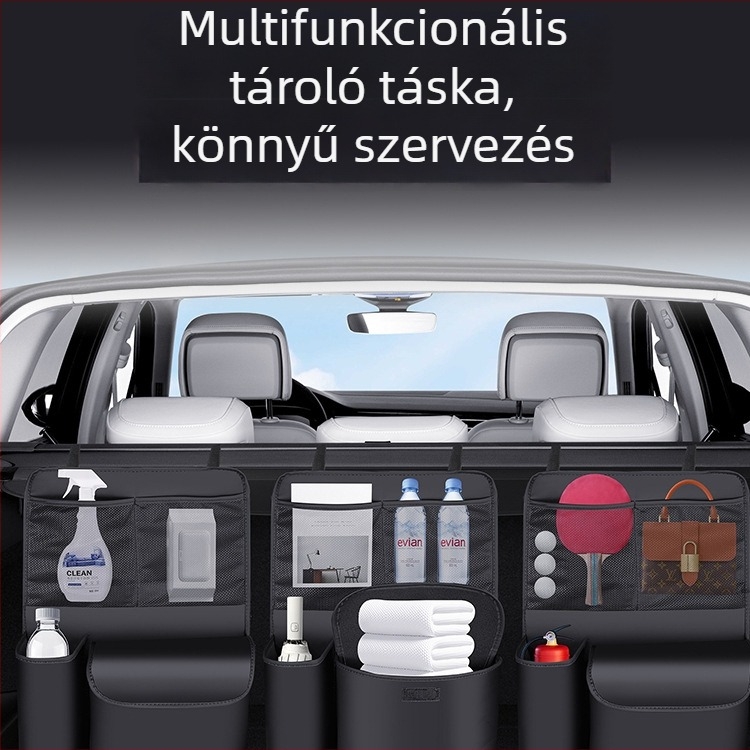 Autó hátsó ülésének hátsó tárolótáskája – bőr, akasztós, nagy kapacitású, testreszabható
