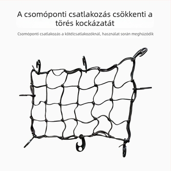 Rugalmas hálós táska 60×40 cm a csomagtartóhoz/kempingautóhoz, háló rögzítés kötéllel, kopásálló, megakadályozza a csomagok leesését
