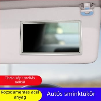 HD sminktükör autóba, rozsdamentes acél, törésálló, ragasztóval történő felszerelés, 145 g