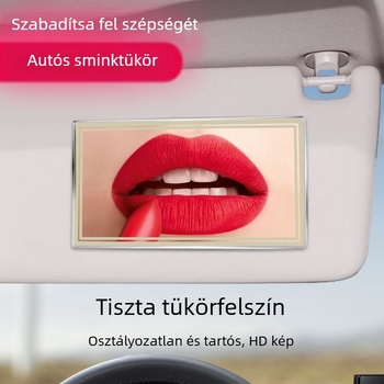 HD sminktükör autóba, rozsdamentes acél, törésálló, ragasztóval történő felszerelés, 145 g