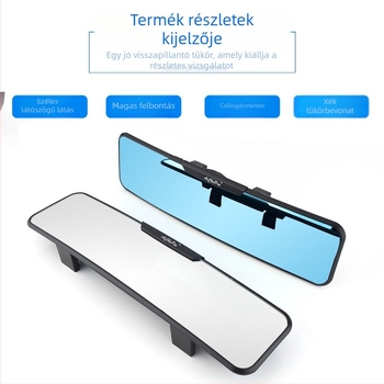 Autó belső visszapillantó tükör, nagy látómező, antireflexiós, széles látószögű görbült felület, sík tükör