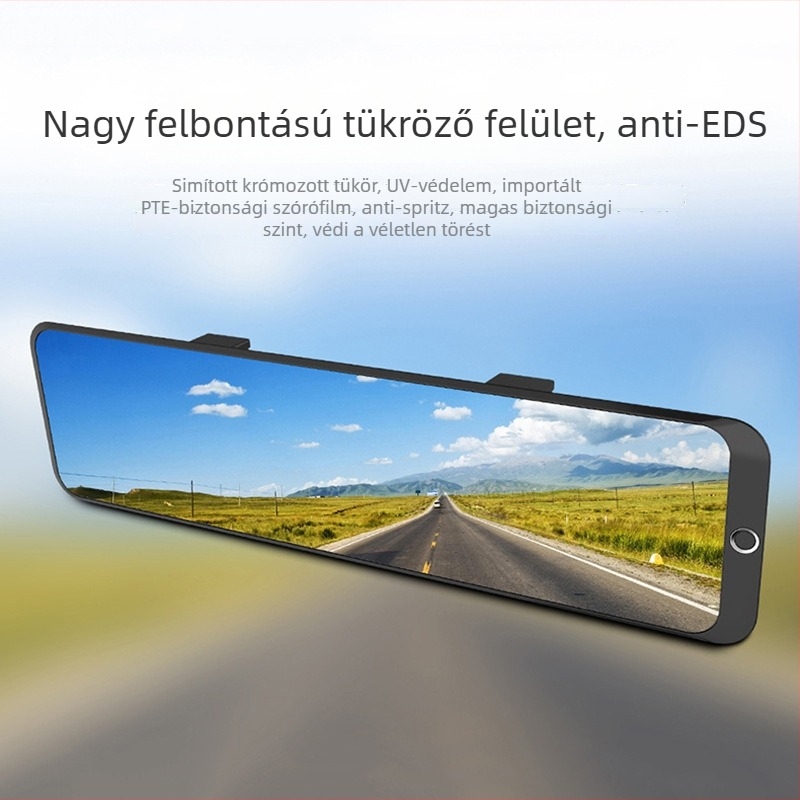 Autó belső visszapillantó tükör, nagy látómező, antireflexiós, széles látószögű görbült felület, sík tükör