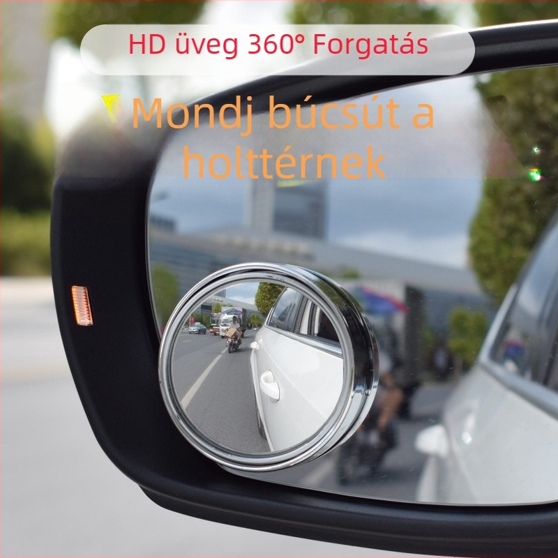 Autó hátrafelé néző tükör ragasztóval, 360°-os forgás, kör alakú tükör a holttér elhárítására — Chu Fan