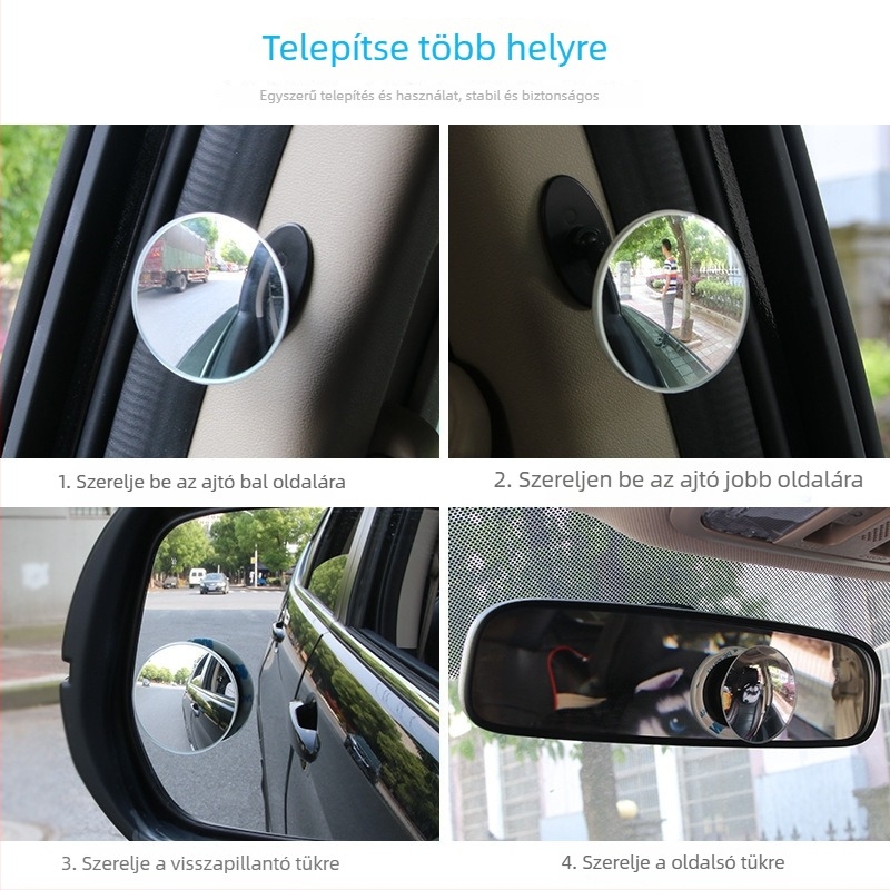 Autó hátrafelé néző tükör ragasztóval, 360°-os forgás, kör alakú tükör a holttér elhárítására — Chu Fan