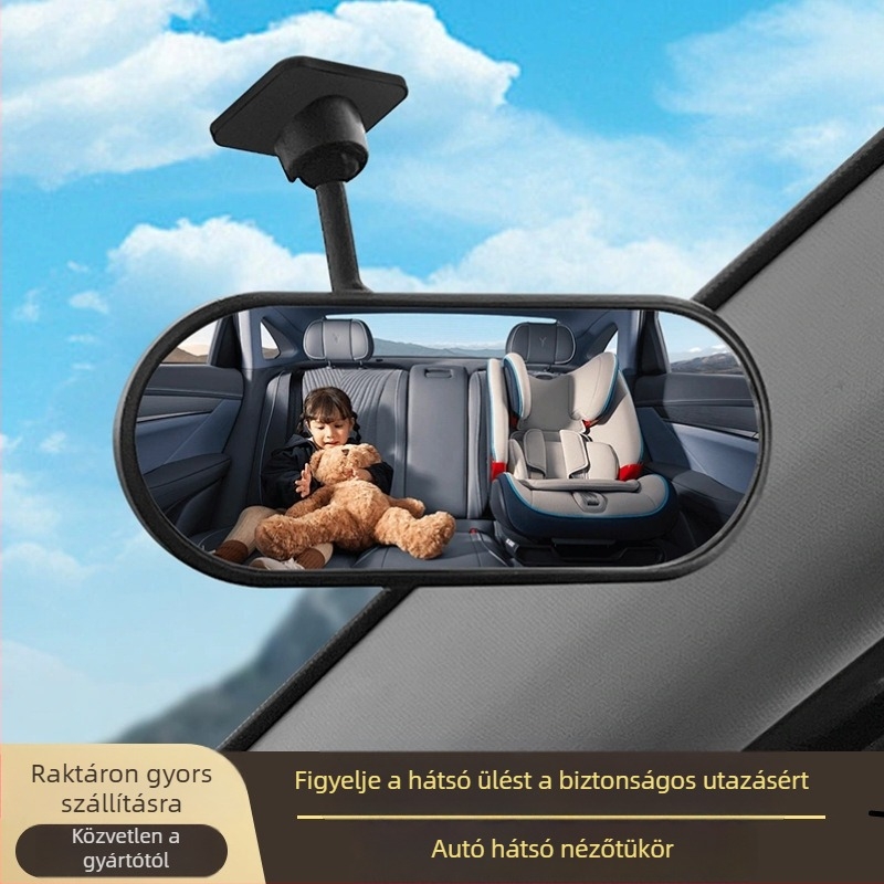 Ragasztós belső autó tükör, babamonitorozási funkcióval, széles látómező
