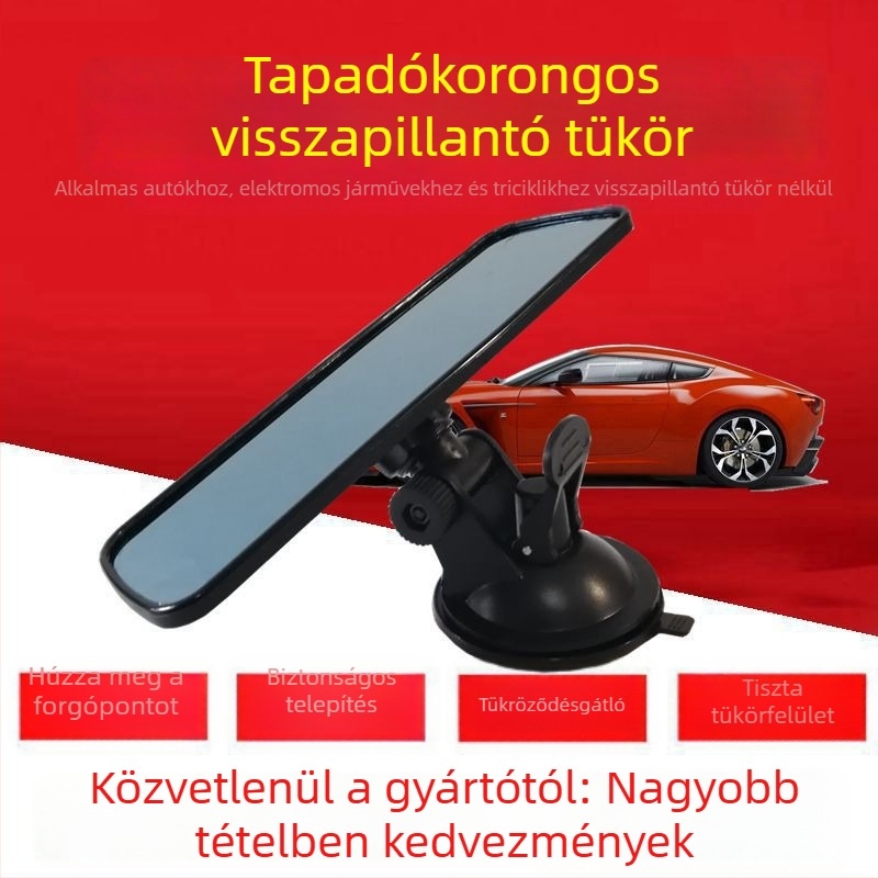 Autó visszapillantó tükör szívócsészével, 360°-ban forgó sík tükör, 3C tanúsítvány nélküli