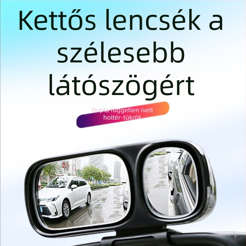 Autóhátsó nézet segítő tükör kettős lencsével, állítható szög, nincs holttér