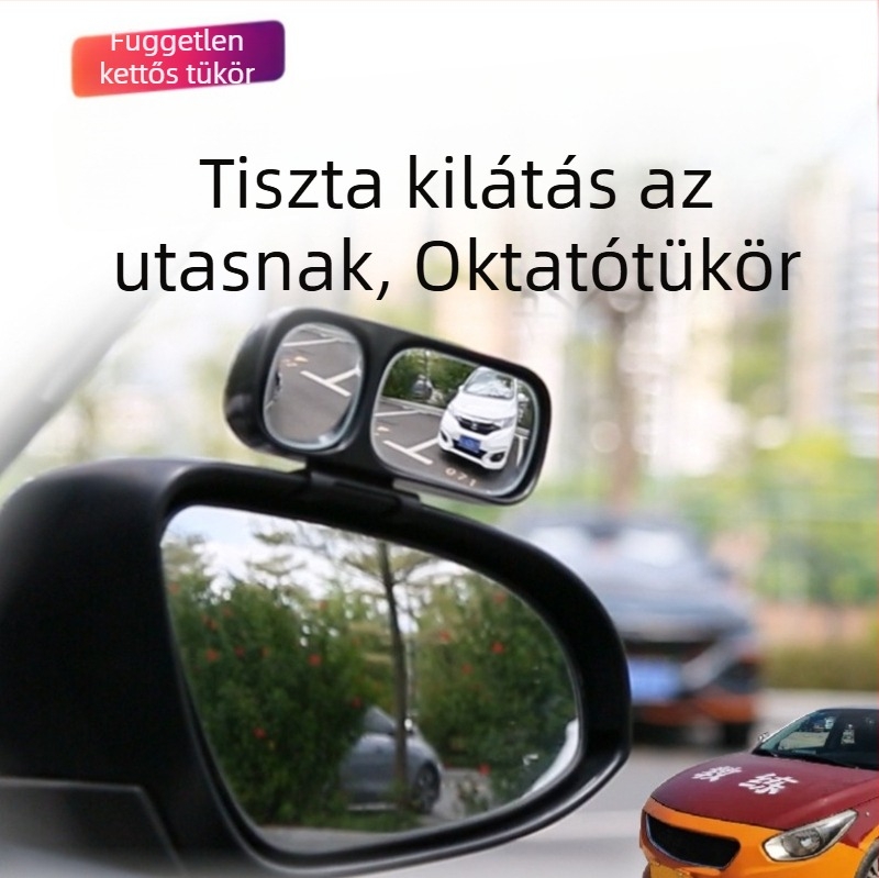 Autóhátsó nézet segítő tükör kettős lencsével, állítható szög, nincs holttér