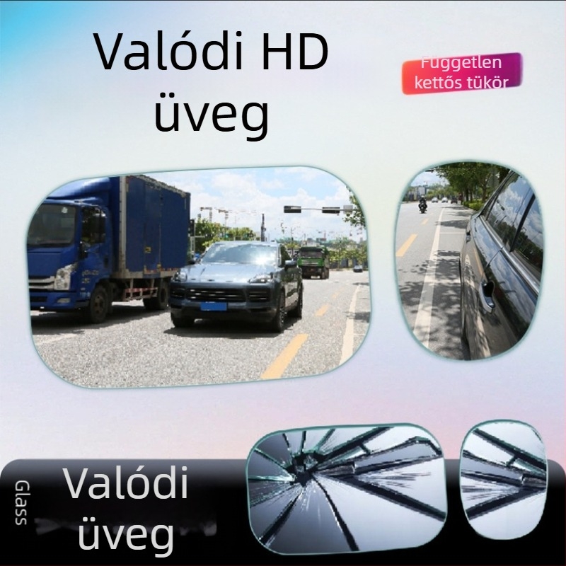 Autóhátsó nézet segítő tükör kettős lencsével, állítható szög, nincs holttér