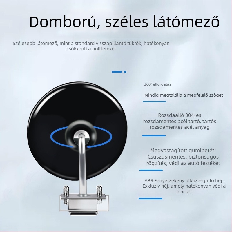 Autó segéd hátsó tükör széles látószöggel és nagy látómezővel; kis kör alakú tükör a holttérhez, oktatóautókhoz tervezve