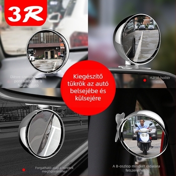 Autó holttér-tükör előre és hátra kerekekre, 360°, többfunkciós, jobb első kerék oldalsó tükre