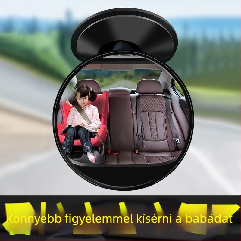 Baba megfigyelő belső autó tükör, vákuumos rögzítés, széles látómező, alkalmas autóhoz és háromkerekűhöz
