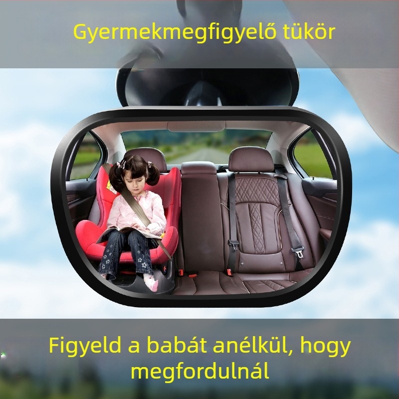 Baba megfigyelő tükör autóhoz, gyermekbiztonsági üléshez hátsó visszapillantó tükör