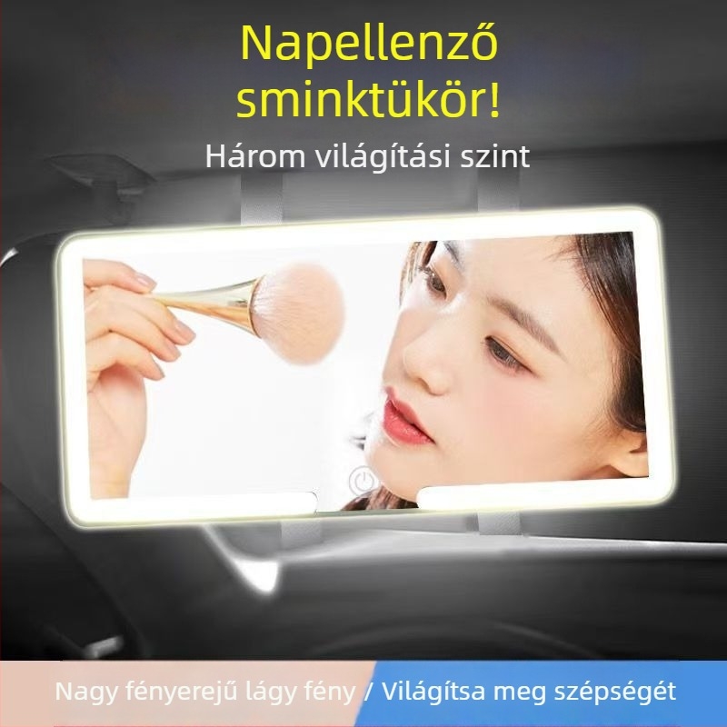 HD sminktükör háromszínű LED-fénnyel, snap-on szerelés, univerzális kompatibilitás, súly 220 g
