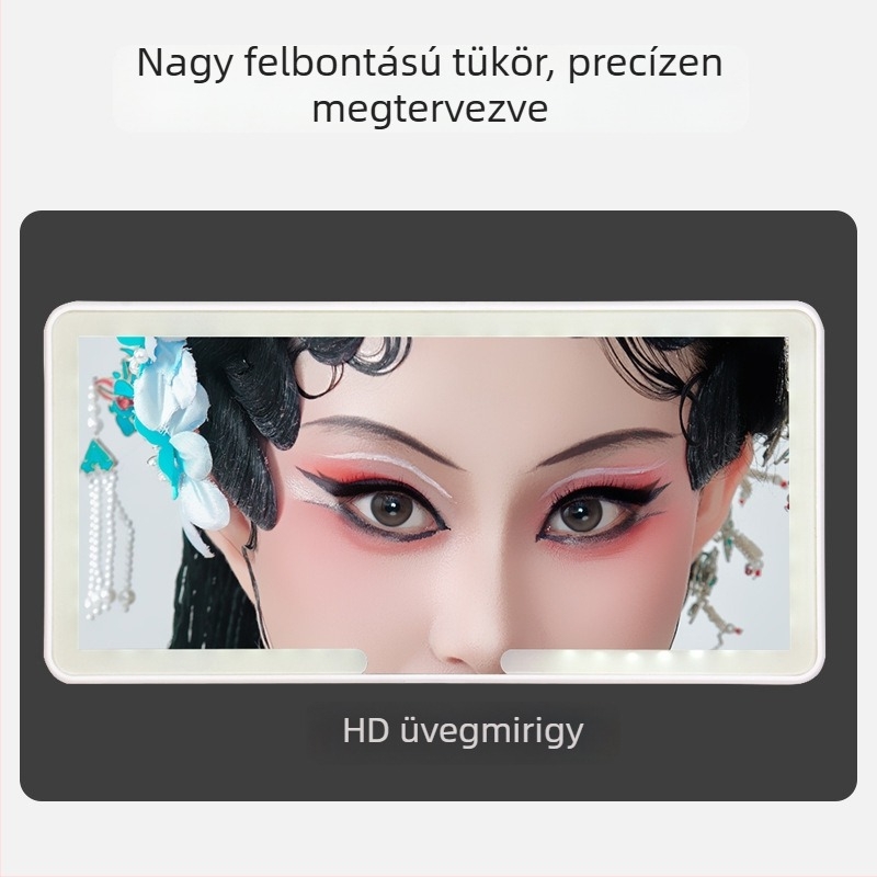 Autóba szerelt LED smink tükör, hordozható, nagy felbontású, snap-on telepítés, egyszerű stílus