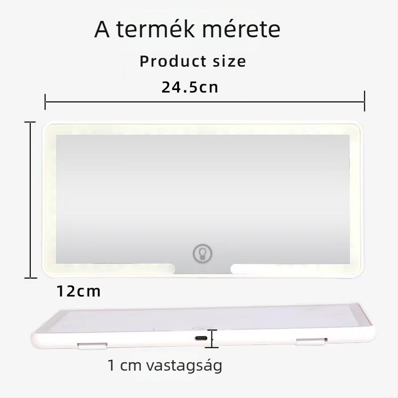 Autóba szerelt LED smink tükör, hordozható, nagy felbontású, snap-on telepítés, egyszerű stílus