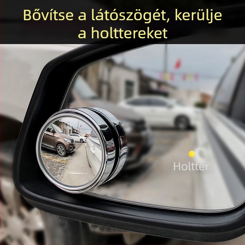 Autó hátsó visszapillantó tükör – kör, görbült, széles látómező, holttér megfigyelése, HD, egyszemélyes telepítés