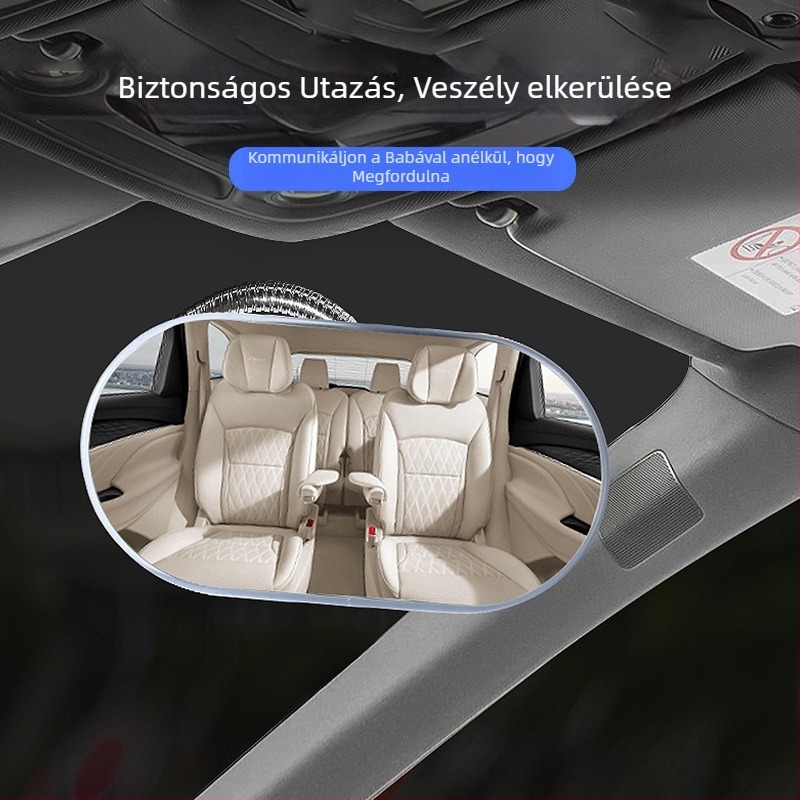Autóba tervezett babamonitor tükör, állítható szögű és vákuumos rögzítés
