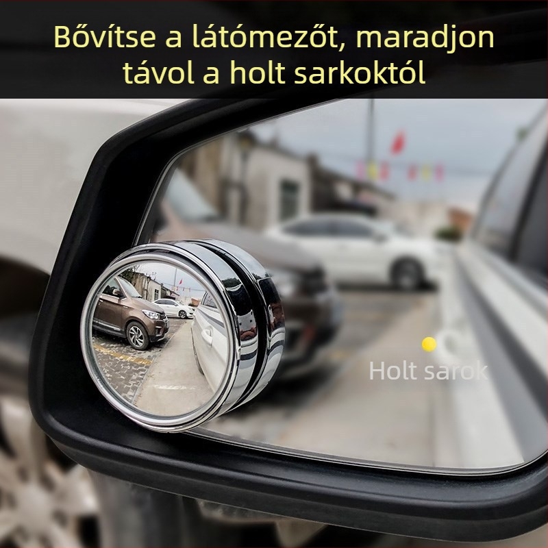 360°-os autóhátsó tükör – kicsi kör alakú tükör holttérhez, széles látószög, nagy kör alakú tükör, nyomógombos típus