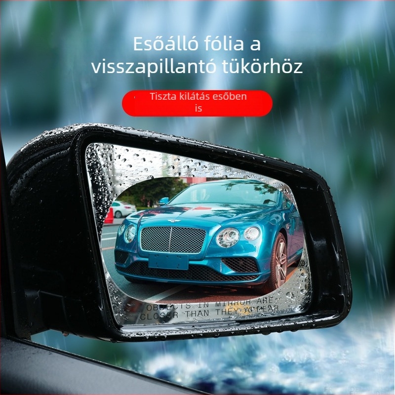 Autó visszapillantó tükör esővédő fóliája, tartós páramentesítő hatással és vízlepergető üvegbevonattal